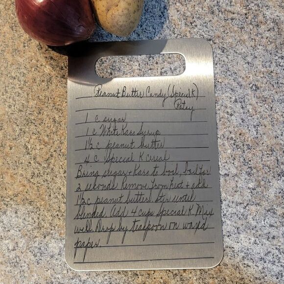 Engraved Handwriting Recipe Stainless Steel Cutting Board - Personalized Cutting - Picture 3 of 5